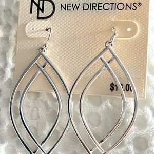 New Directions Metallic Geometric Leaf Dangle Earrings